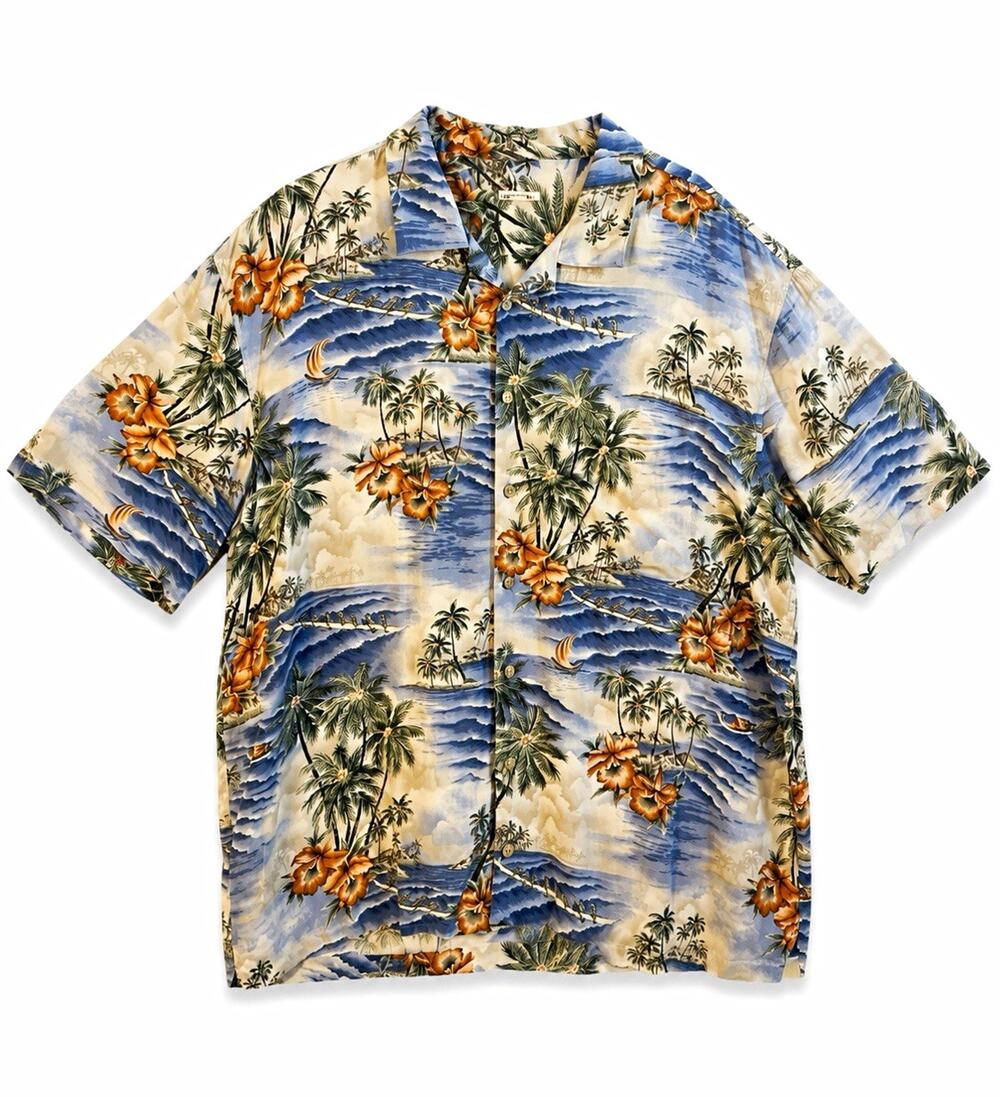Merona Men's XL Hawaiian Floral Rayon Short Sleeve Button-Up Pockets